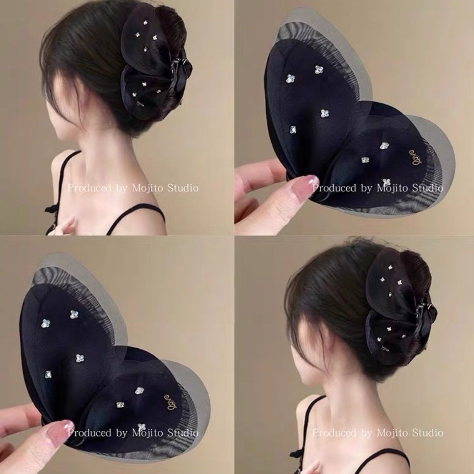 A stunning and ethereal chiffon butterfly claw for women with a high-end look 2025 new summer hair clip, a large shark clip hair accessory at the back of the head details Picture
