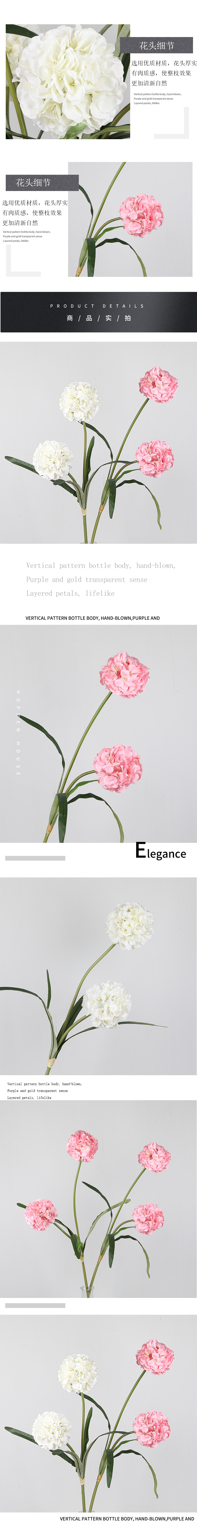 Simulated 2-head snowball flowers, simulated hydrangeas, scallion balls, artificial flowers, silk flowers, home and wedding decoration, artificial flowers wholesale, green plants, simulated flowers pic 4