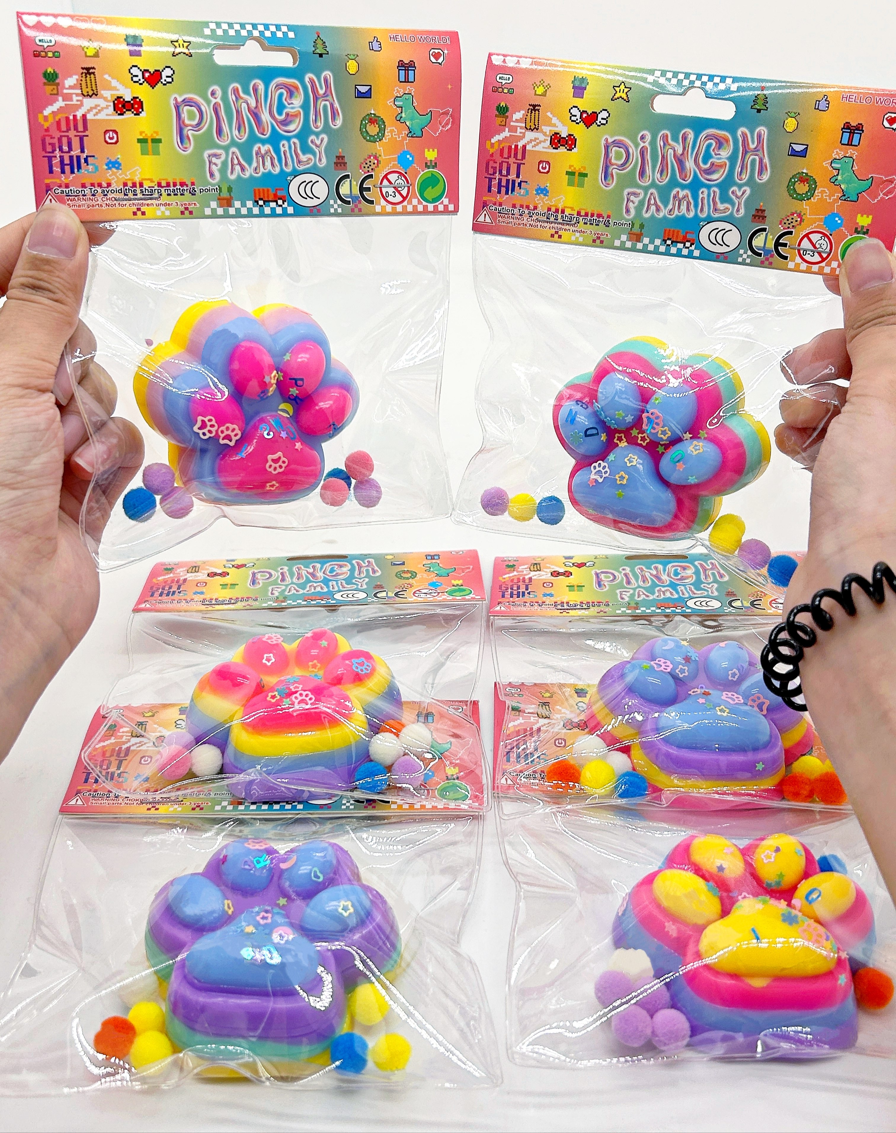 New high-quality appearance level four-color multi-color cat paw pinch stress-relieving toy, made of high-quality tpr material, pinch fun to relieve stress and relax, pinch fun for children, cute children's toy pinch details Picture