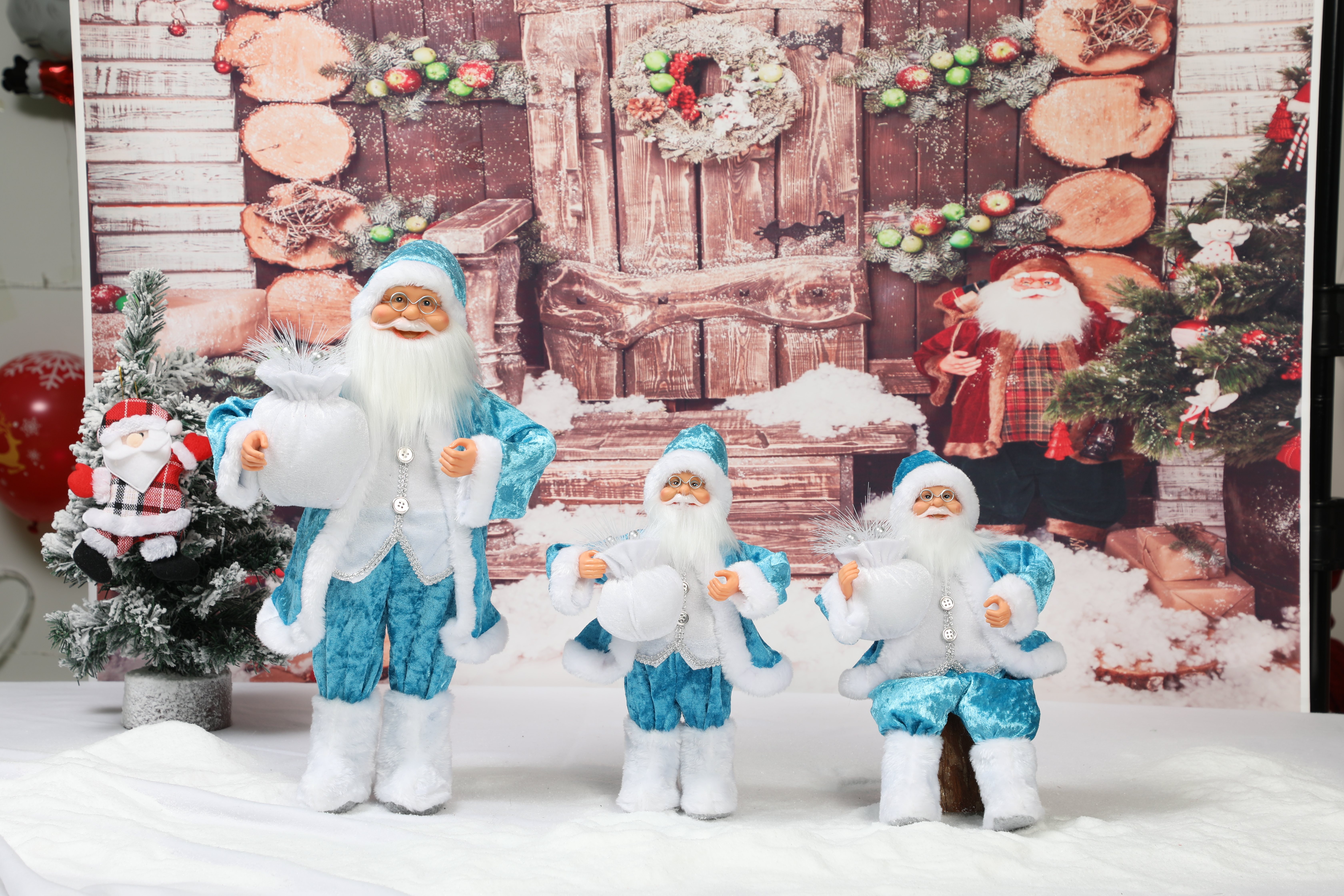 跨境热销圣诞老人圣诞 玩偶儿童圣诞节玩具礼物装饰品摆件静止站立系死圣诞老人