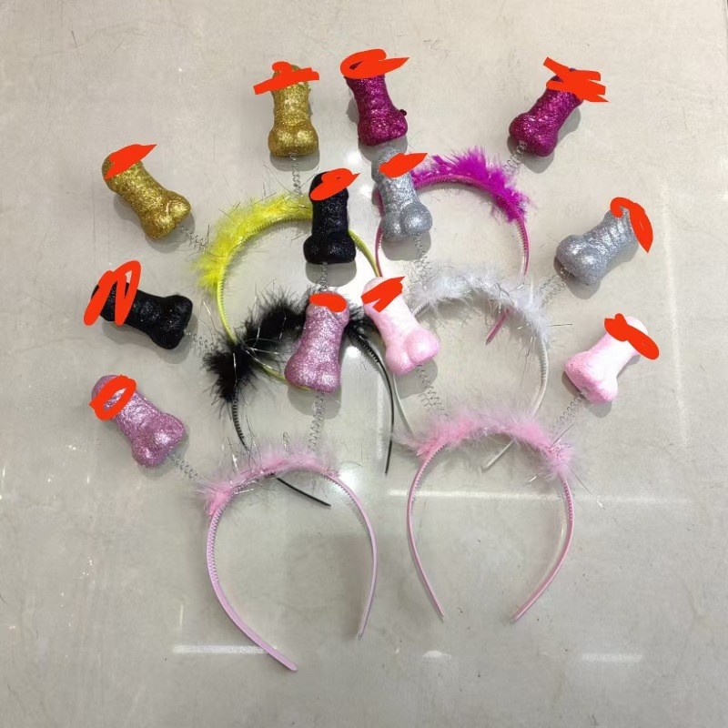 Hen party泡沫个性羽毛发箍蒜头造型粉色羽毛头箍头扣