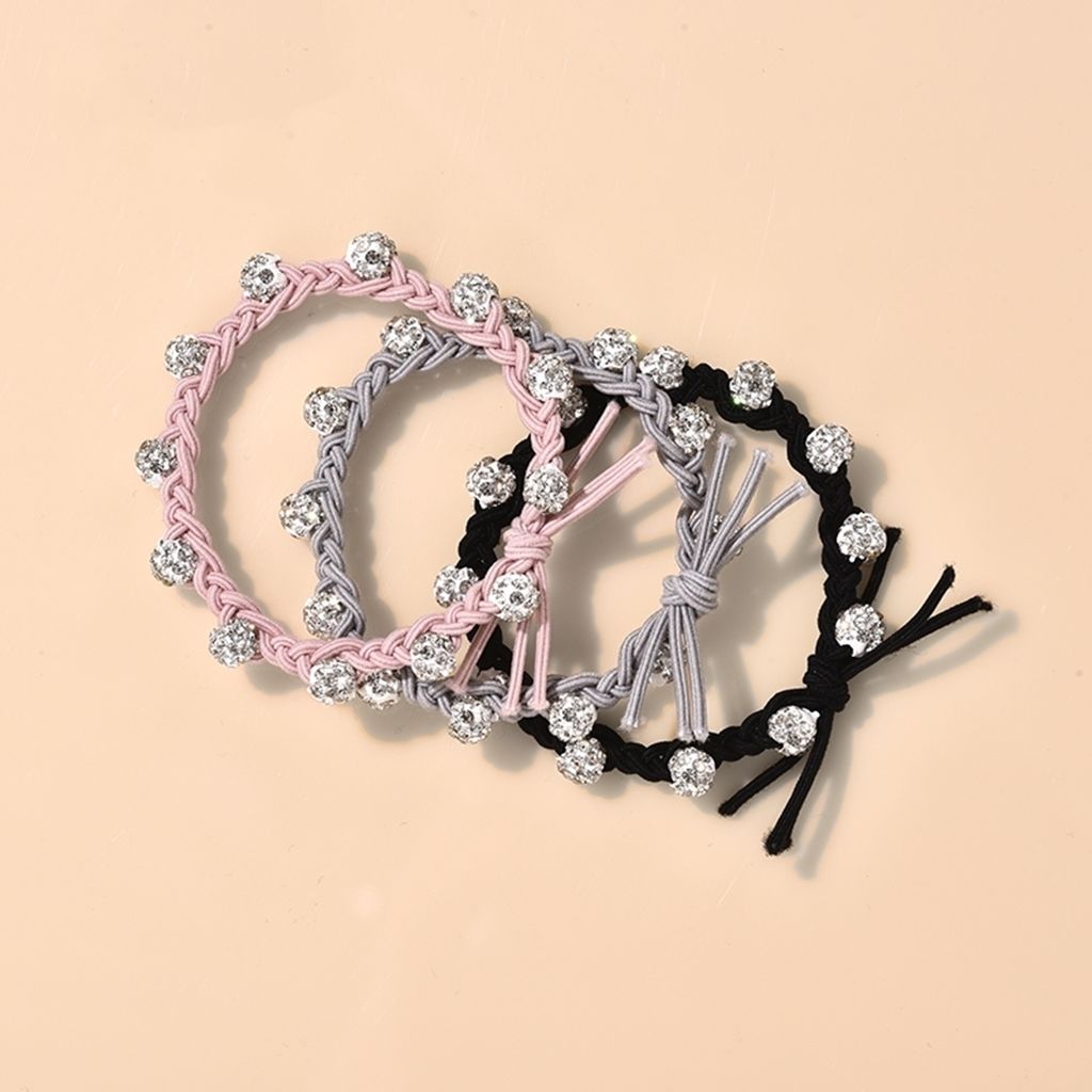 New braided rhinestone hair tie, a simple and elegant summer hair tie, a popular Korean version hair band, a hair tie rubber band headwear for women detail image 8