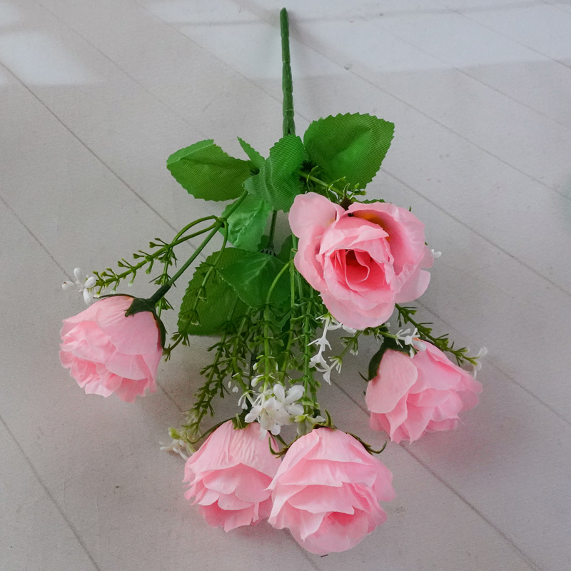 5-head vanilla rose, white rose, artificial silk flower, wedding decoration, sunflower artificial flower, artificial flower strip, soft, durable and realistic details Picture