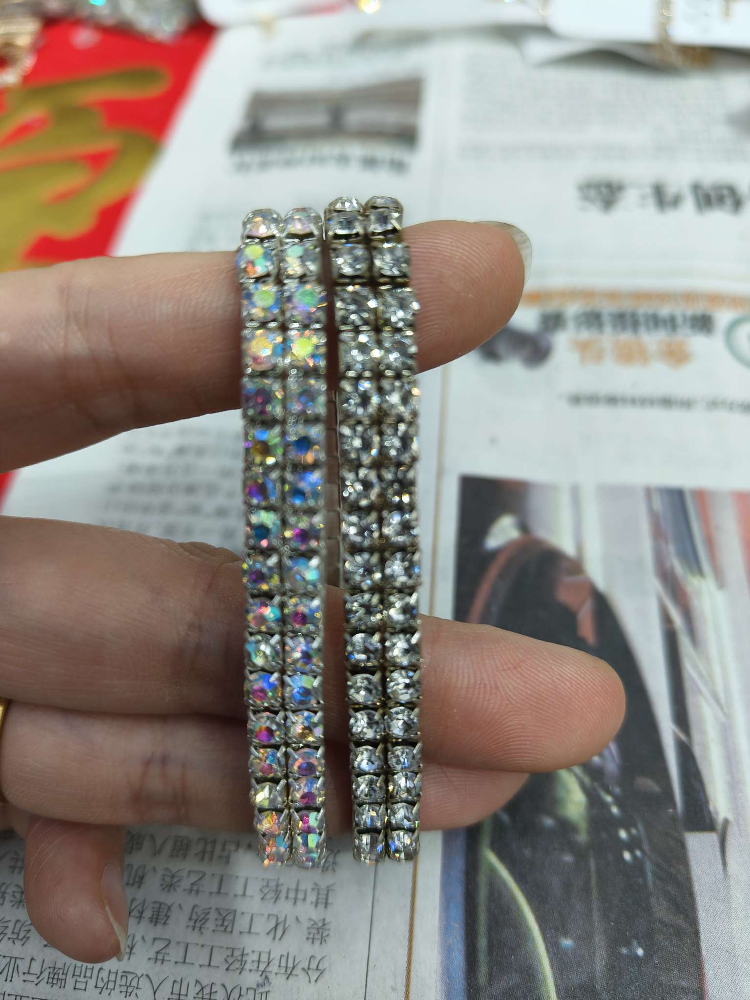 皮筋白钻手链弹力彩钻手链