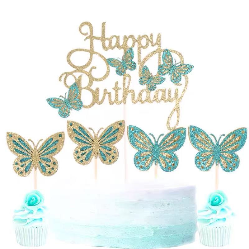 闪闪插件生日快乐蝴蝶派对甜品台装饰butterfly蛋糕插牌闪闪插件生日快乐蝴蝶派对甜品台装饰butterfly蛋糕插牌详情2