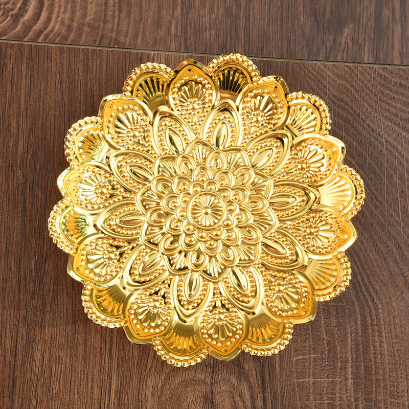 民族风印花贝壳托盘铁干果盘糖果盒马口铁多功能收纳盘托盘