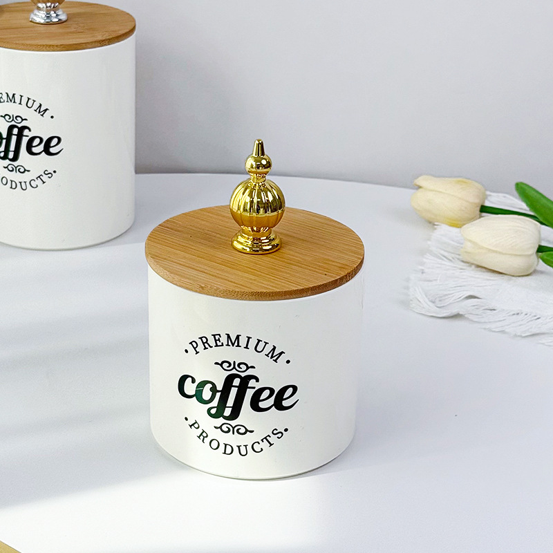 X10-6899-9CPET bamboo lid plastic sealed tea can, moisture-proof European-style can for storing coffee beans, coffee can