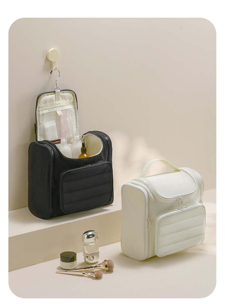 H208-塔丝隆双开洗漱包塔丝隆挂钩洗漱包防水旅行大容量收纳包详情图9