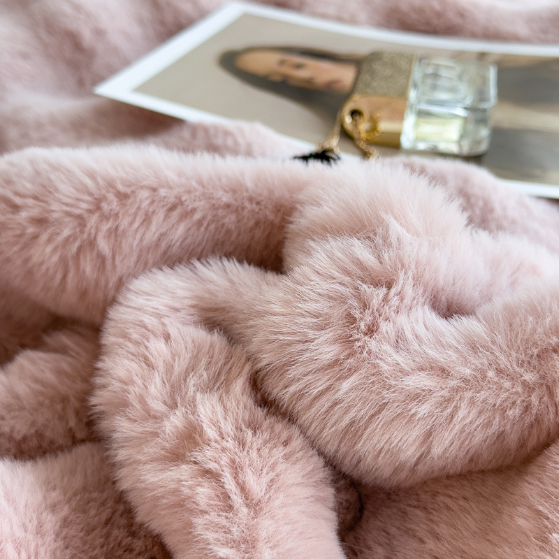 Rabbit hair big bubble fabric milk wool four-piece set thickened bed A-class treated fabric source factory cross-border trade