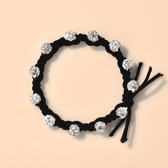 New braided rhinestone hair tie, a simple and elegant summer hair tie, a popular Korean version hair band, a hair tie rubber band headwear for women detail image 2
