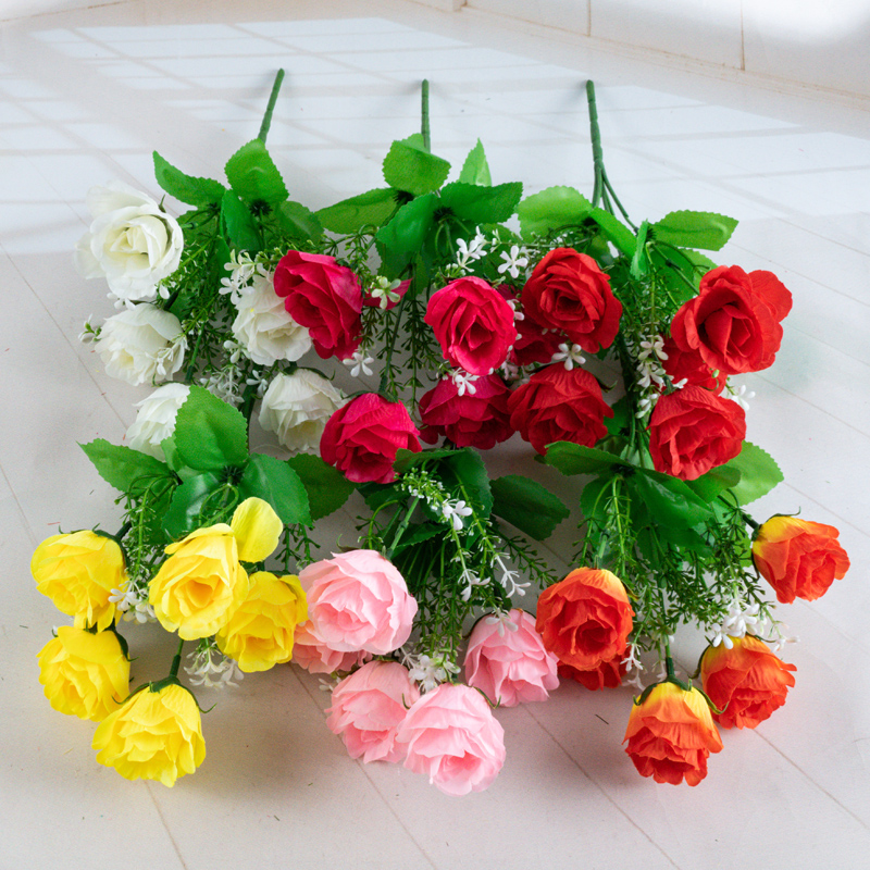 5-head vanilla rose, white rose, artificial silk flower, wedding decoration, sunflower artificial flower, artificial flower strip, soft, durable and realistic Item Picture