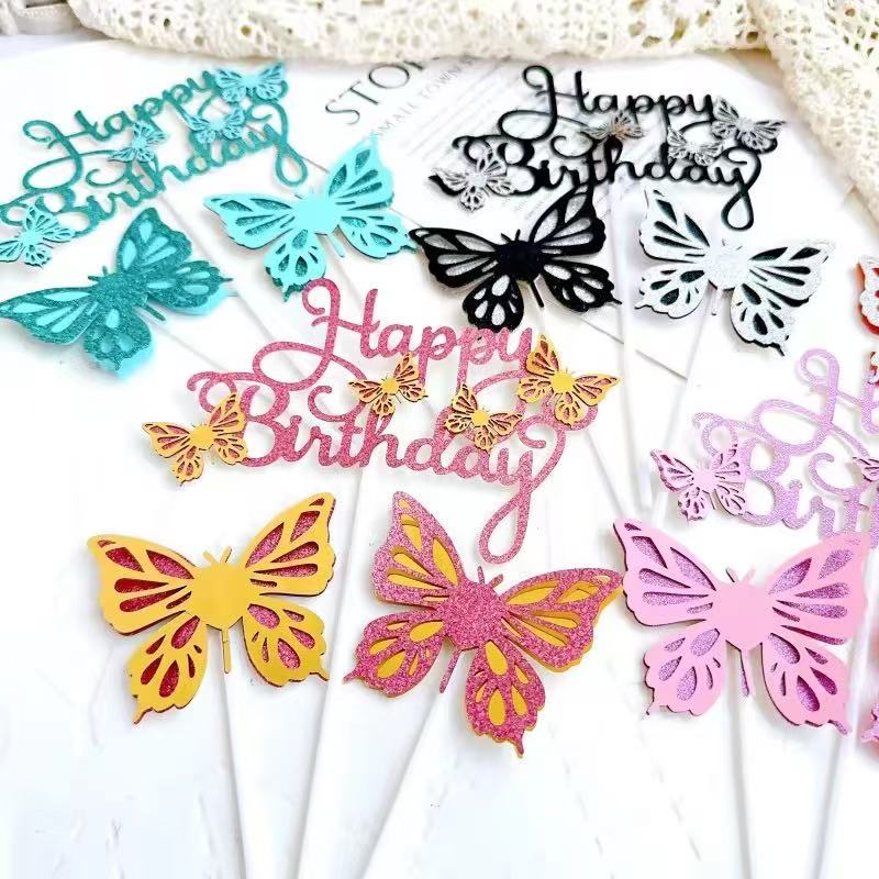 闪闪插件生日快乐蝴蝶派对甜品台装饰butterfly蛋糕插牌闪闪插件生日快乐蝴蝶派对甜品台装饰butterfly蛋糕插牌详情3