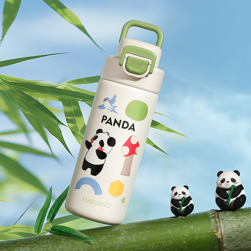 National Trend Fuguang Panda Series Children's Insulated Straw Cup Specification image