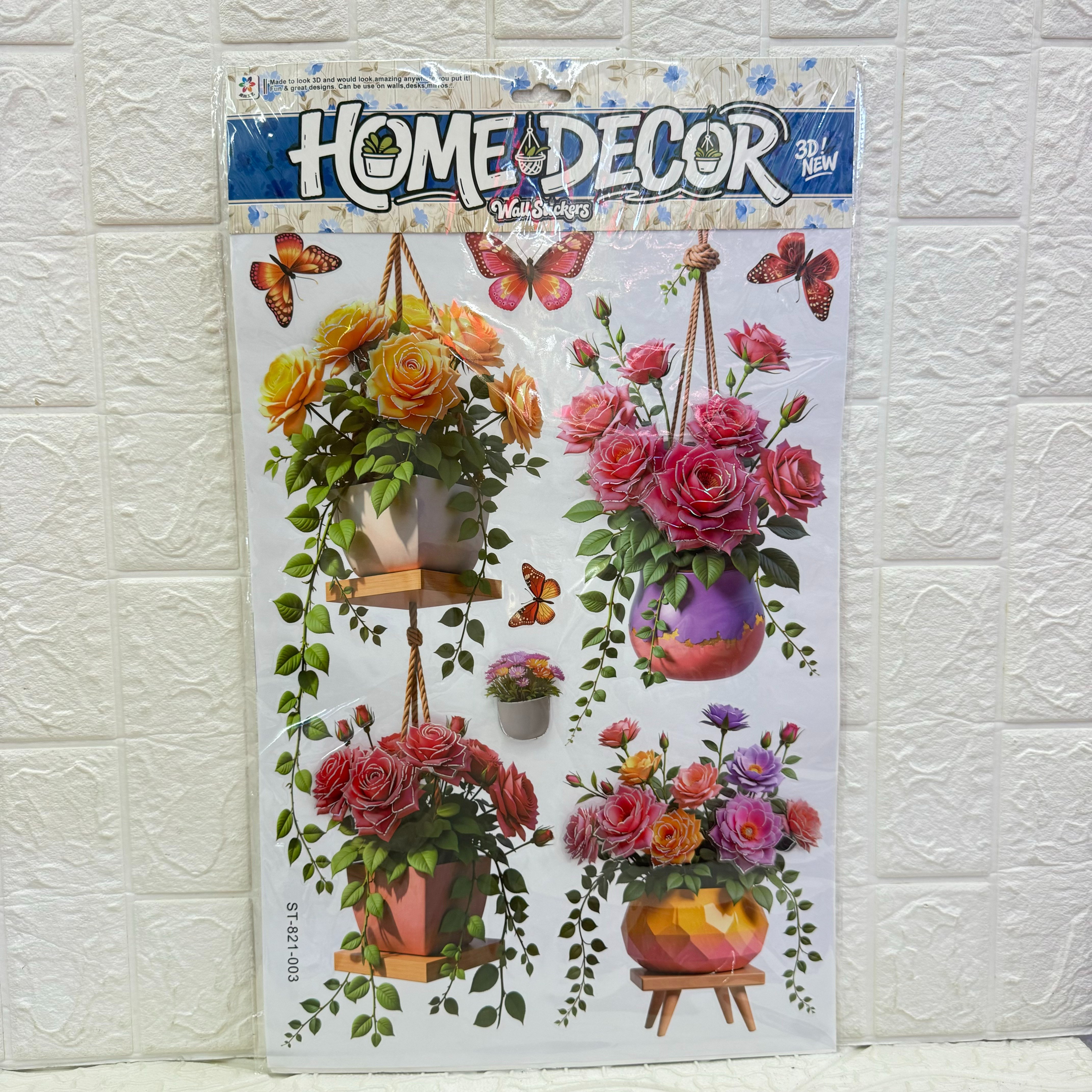 Flower vine Vase wall sticker series three-dimensional handcrafted layer stickers for living room decoration, vase and potted plant wall stickers Specification image