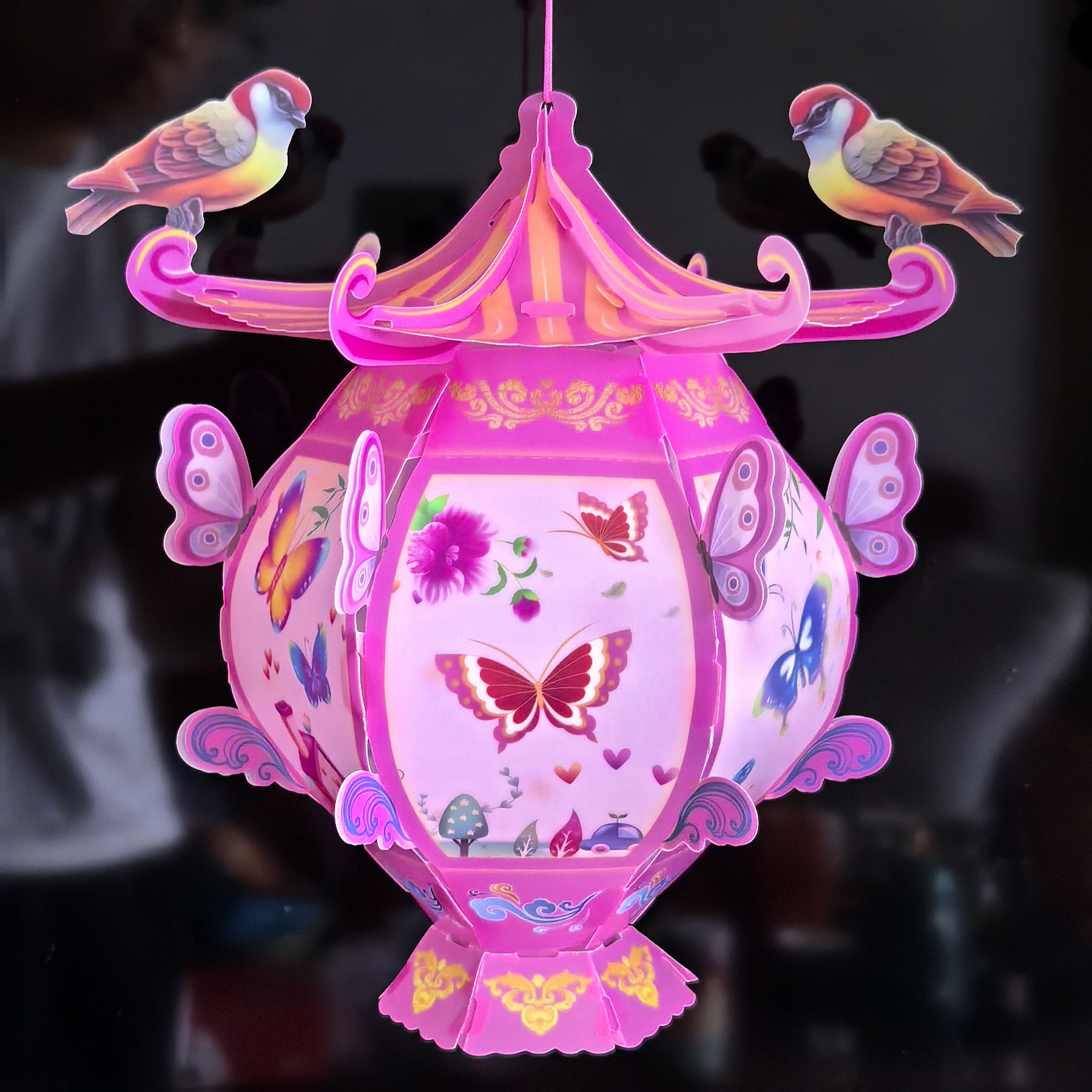 手工房型灯笼发光DIY手工制作益智玩具节日氛围装饰灯笼元宵中秋节灯笼金翅膀玩具益智玩具