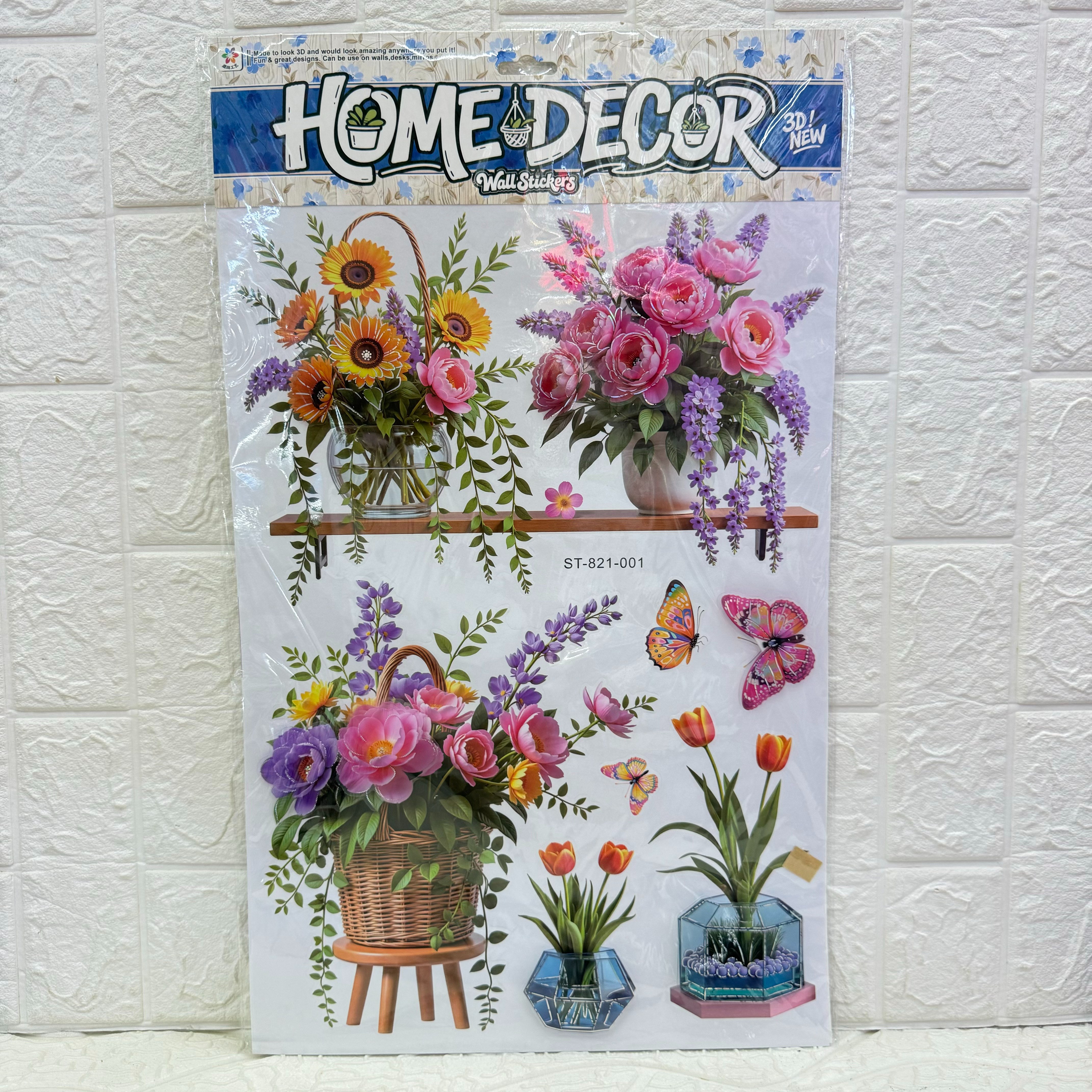 Flower vine Vase wall sticker series three-dimensional handcrafted layer stickers for living room decoration, vase and potted plant wall stickers Item Picture
