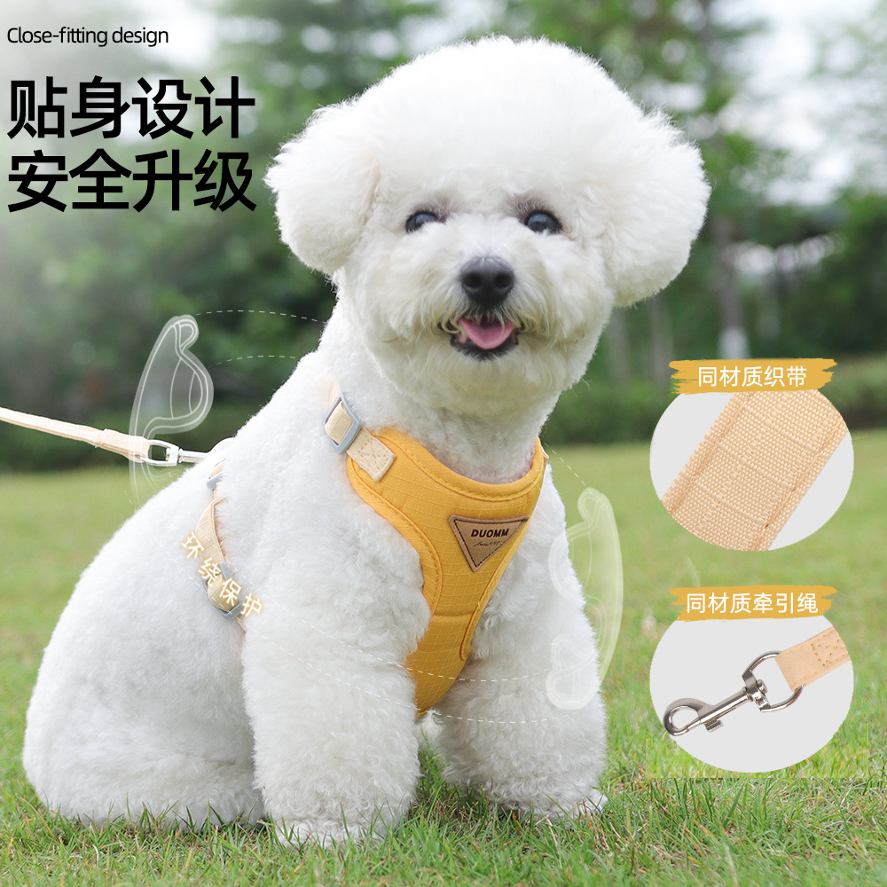 Dog leash, vest type pet leash, chest and back strap, anti-escape outdoor small dog teddy Bichon Frise dog leash