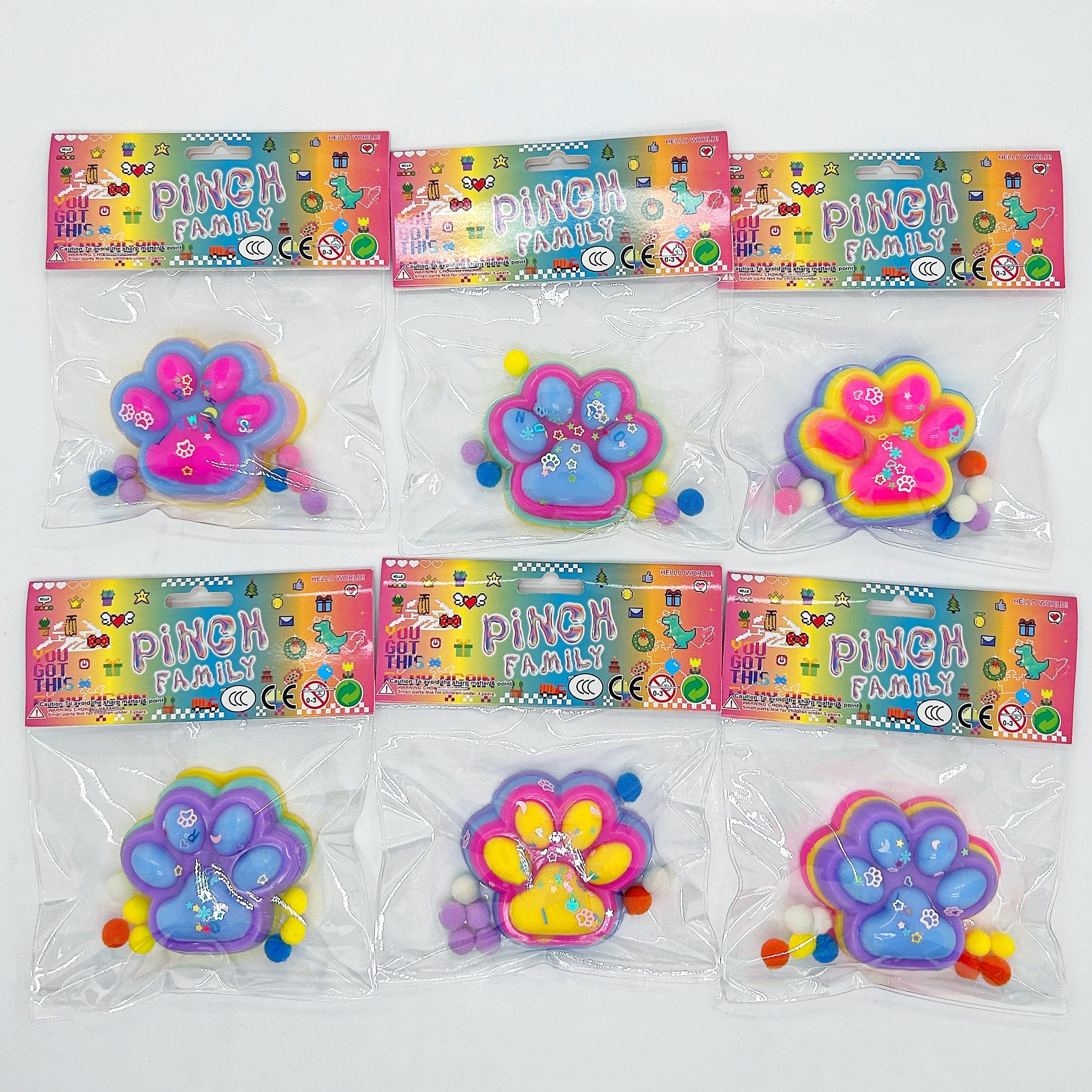 New high-quality appearance level four-color multi-color cat paw pinch stress-relieving toy, made of high-quality tpr material, pinch fun to relieve stress and relax, pinch fun for children, cute children's toy pinch