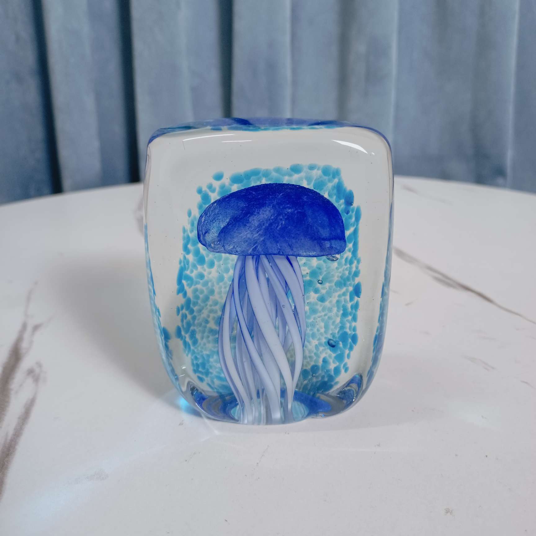 琉璃工艺品琉璃水母摆件淄博琉璃家居装饰品琉璃海洋动物摆件家居装饰品儿童房装饰品纯手工制作创意礼品办公室桌面装饰出口意大利