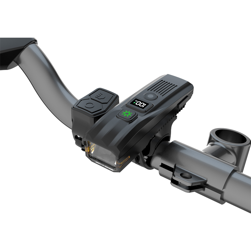 B8-2USB charging digital display bicycle horn headlight wire control electronic bell Cycling light Bicycle headlight Strong light night riding flashlight details Picture