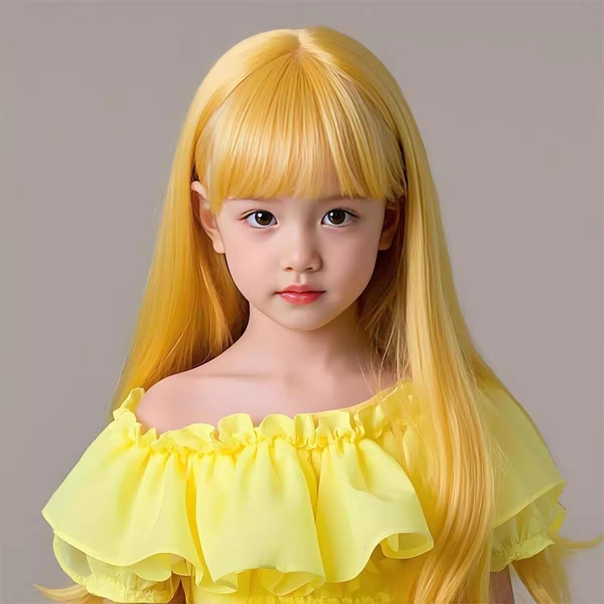 亿阳发饰 长直发头套 高温丝 内扣梨花头 cosplay假发 欧美假发 儿童时尚自然假发头套 lolita宝宝拍照假发