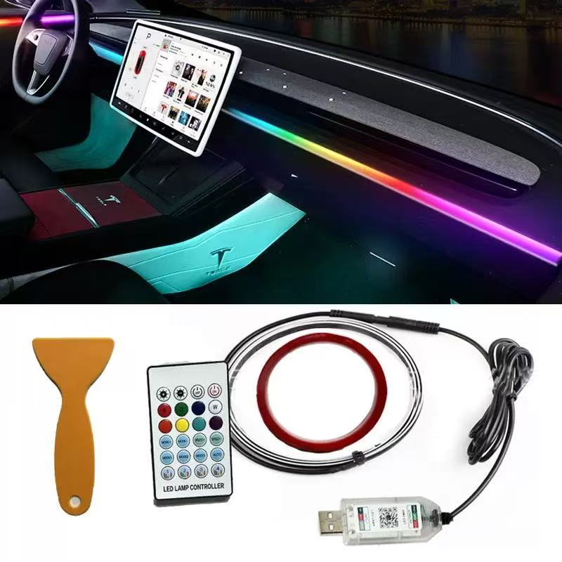 Car LED lights, car ambient lights, instrument panel table lamps, USB car ambient lights, rhythm lights, app multi-color lights Application Scenario