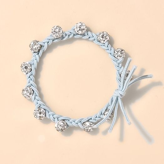 New braided rhinestone hair tie, a simple and elegant summer hair tie, a popular Korean version hair band, a hair tie rubber band headwear for women detail image 5