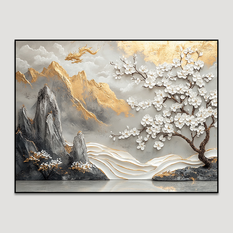 水果客厅风景装饰工艺品喷绘布画高仿手绘油画客厅装饰画花卉挂画250618-2