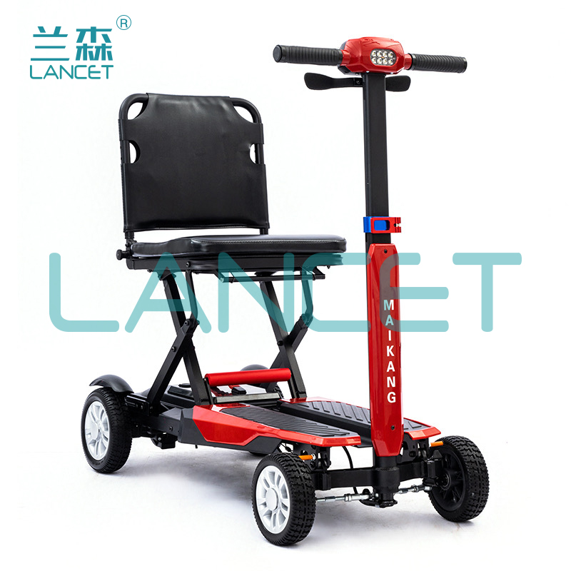 电动车老年椅老人代步车wheelchair可折叠轻便四轮椅电动轮椅白底实物图