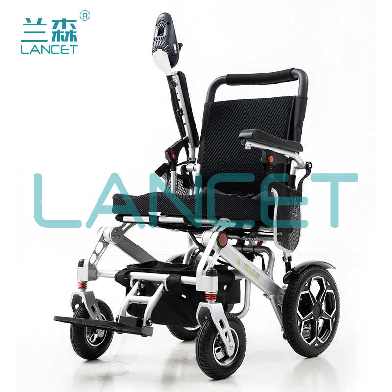 A convenient and portable electric wheelchair, a lightweight, intelligent, fully automatic four-wheel mobility wheelchair for the elderly and disabled details Picture