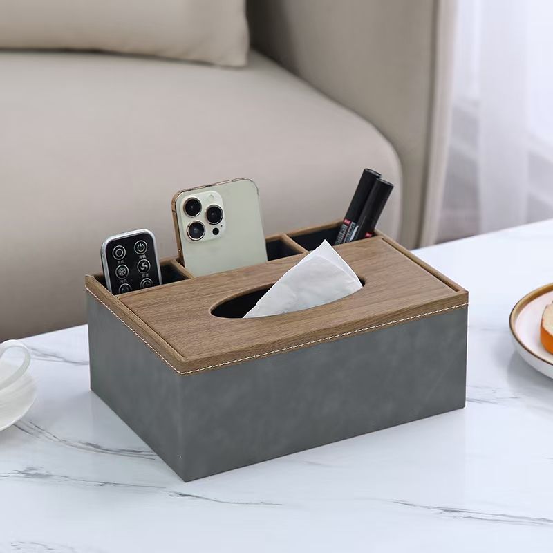 多功能纸巾盒客厅遥控器收纳盒家用餐厅纸抽盒民宿宾馆定制LOGO白底实物图