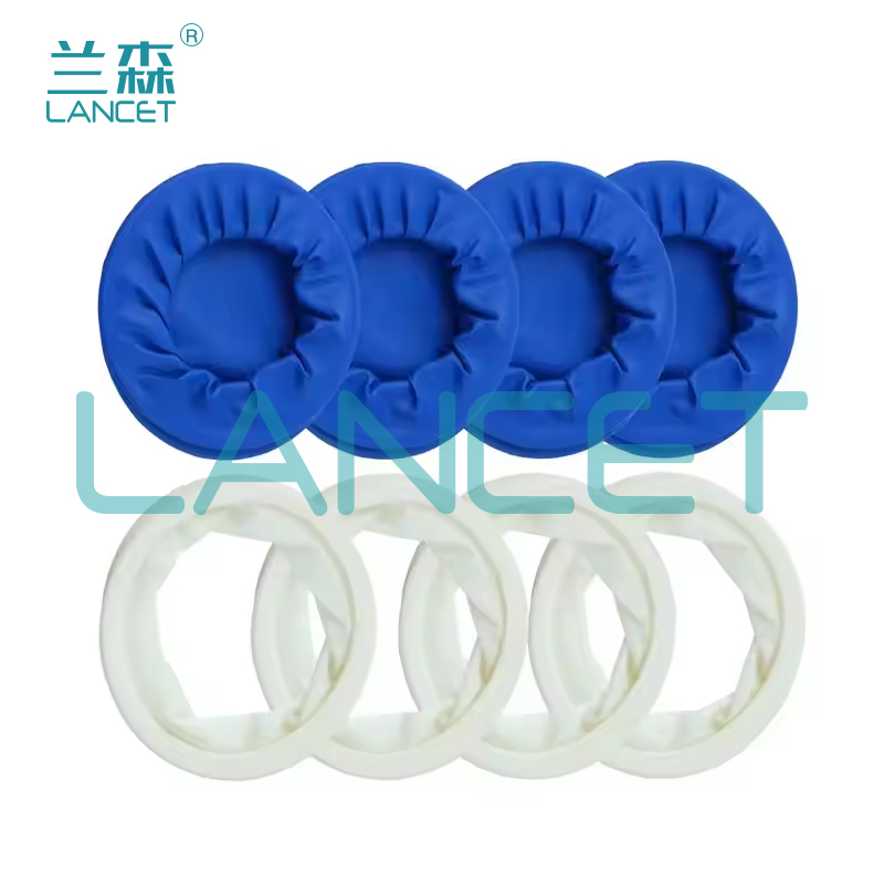 Dental rubber barrier mouth opener, O-type mouth opener, oral rubber mouth opener, blue and white rubber stamp mouth opener