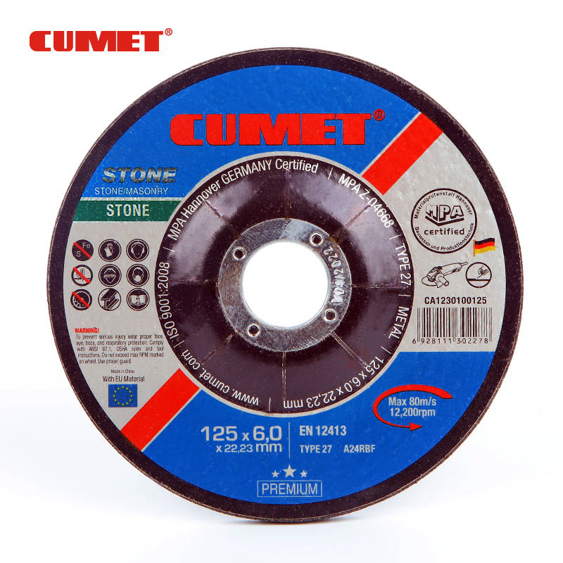 CUMET五金工具 125*6 Abrasive grinding disc STONE可定牌树脂砂轮磨片石材切割片