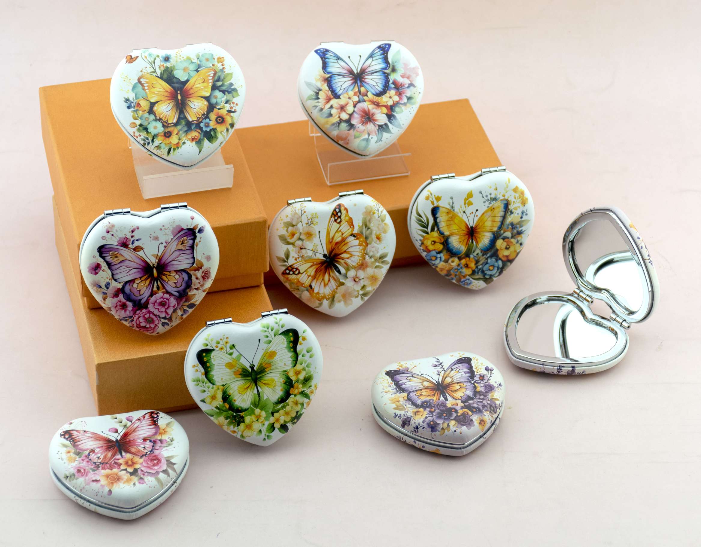 流沙设计小镜子 随身携带化妆镜 面包镜形状 精致便携镜子 手持折叠镜镜子  化妆镜详情图4