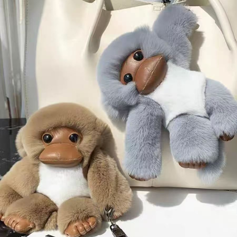 真毛挂件 真毛獭兔毛 可爱玩偶 真毛猴子挂件 毛绒挂件