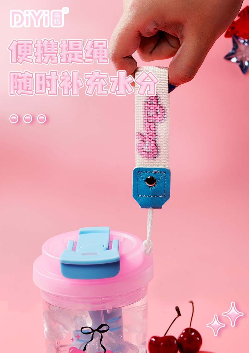 #25 Spring/Summer New Collection DY-SL2128 Diyi Crystal Jelly Theme Series - 500ml Double-Drink Coffee Cup with classic pink and blue color, capturing the hearts of young girls. pic 6