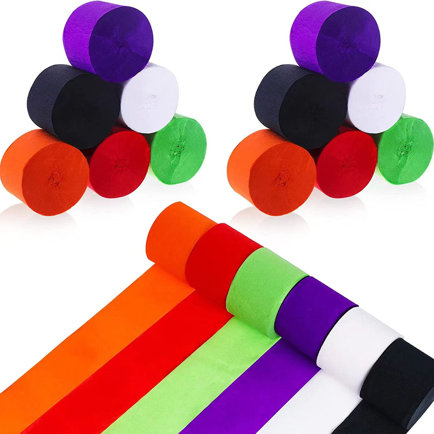 Festival ribbons, crepe paper rolls, decorative latte art ribbons, ribbon paper rolls, Halloween party window, background wall fabric, pumpkin ribbon, cheerleading team, red, white and blue latte art team, performance ball rain silk curtain pic 1