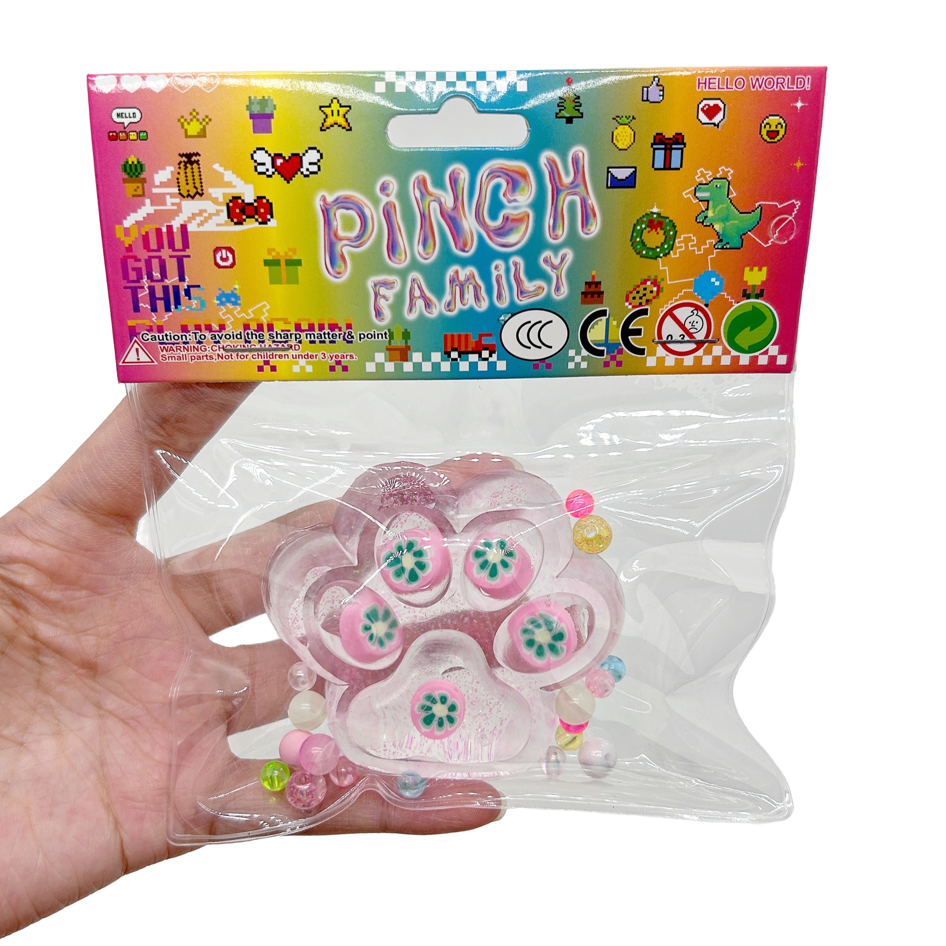Fruit Series Cat Paw Kneading Fun Transparent glitter Kitten Paw with clip head sticky bag high appearance level Fruit Series Kneading Fun Children's toys Stress relief toys Slime Kneading Fun Children's cute toys Kneading Specification image