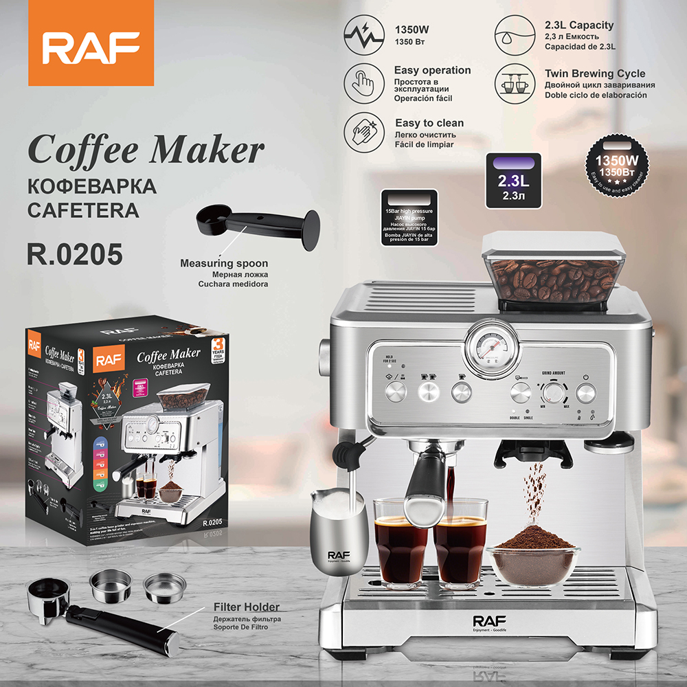 RAF European standard cross-border semi-automatic Italian espresso strap grinding touch screen pump pressure fancy coffee machine full figure