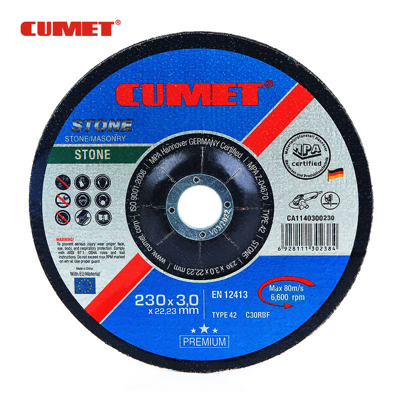 CUMET五金工具 230*3 Abrasive cutting disc STONE可定牌树脂砂轮磨片石材切割片