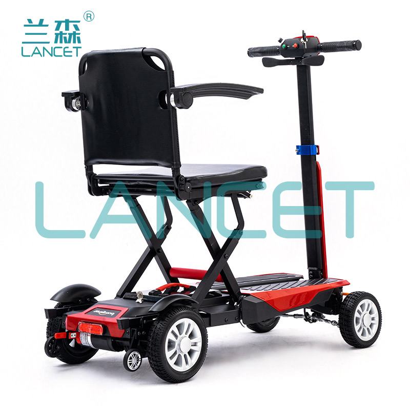 新款电动轮椅轻便智能全自动折叠残疾人老人专用代步车方便携带白底实物图