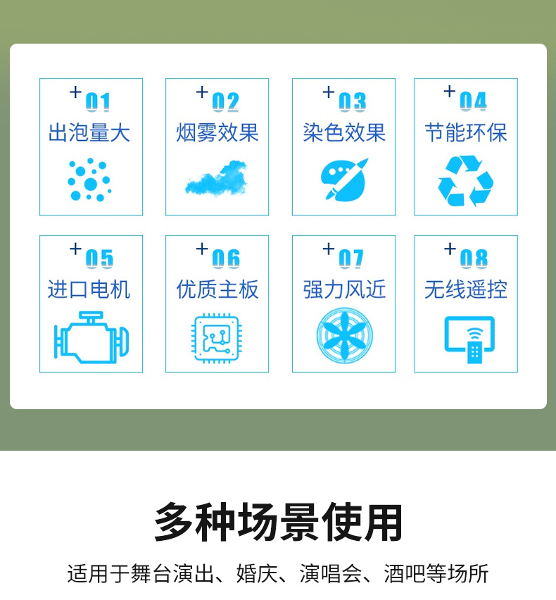  户外特效烟雾泡泡机 带9颗彩色LED灯大型铁壳双轮雾泡机婚庆舞台演唱会节日氛围专用烟雾道具3合1雾泡泡机万圣节圣诞节详情2