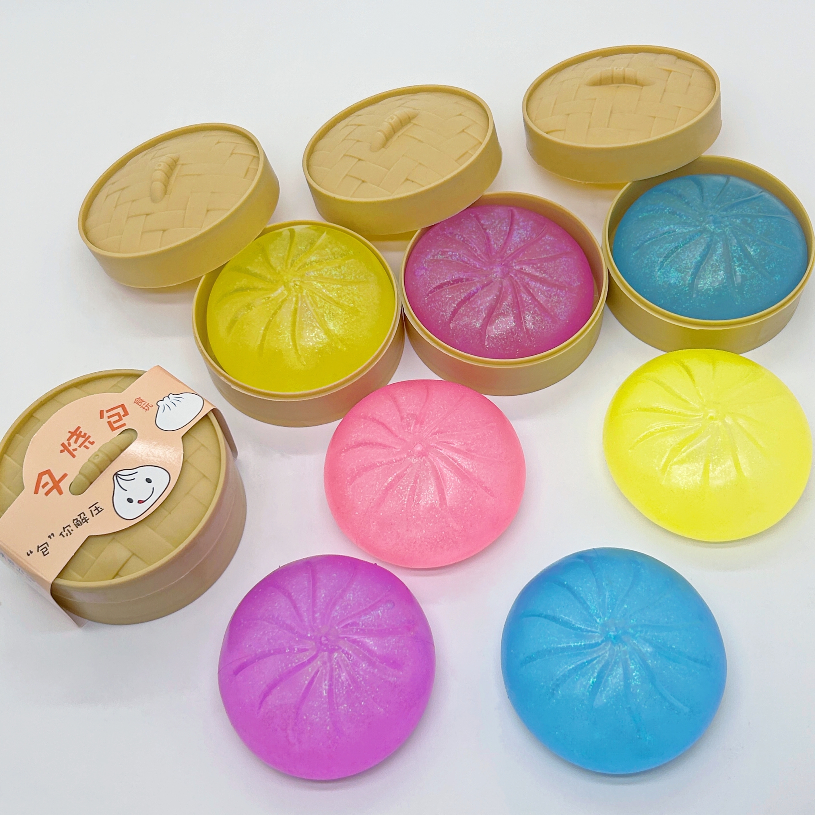 Gold powder maltose simulation steamed bun shape Kneading Fun 9CM Release Stress Relief Ball Slow rebound Stress Relief toy wholesale student gift wholesale toy Stress relief Creative Kneading fun pic 5