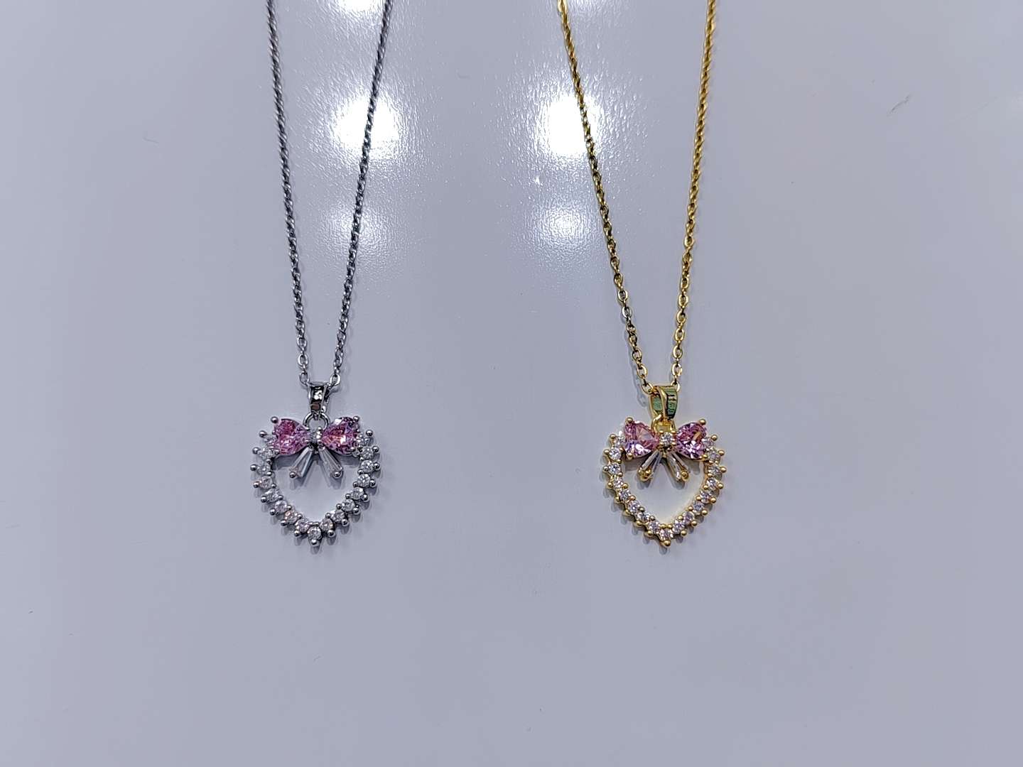 爱心形锆石钛钢项链饰品 时尚简约珍珠项饰 优雅气质女士配饰