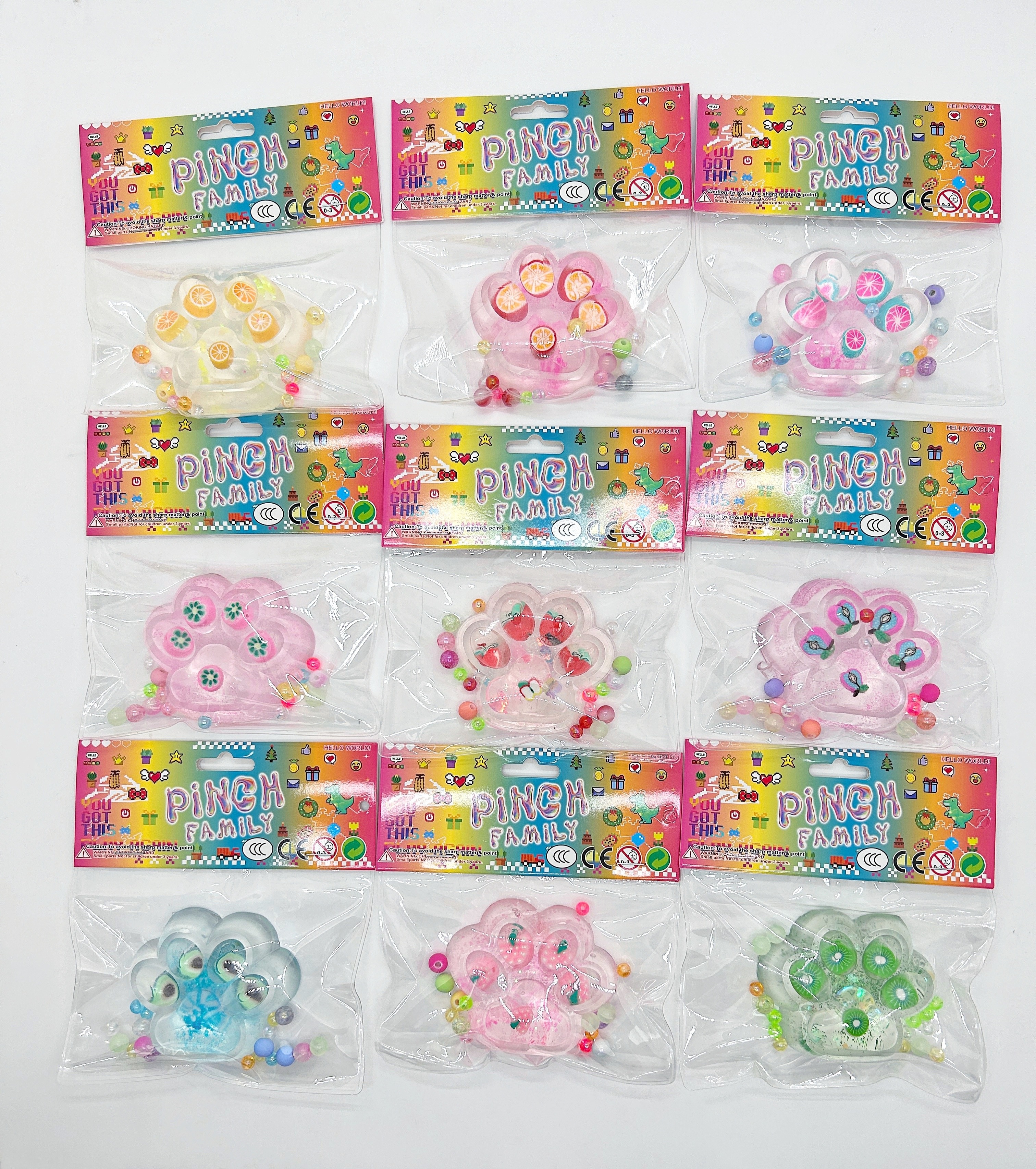 Fruit Series Cat Paw Kneading Fun Transparent glitter Kitten Paw with clip head sticky bag high appearance level Fruit Series Kneading Fun Children's toys Stress relief toys Slime Kneading Fun Children's cute toys Kneading