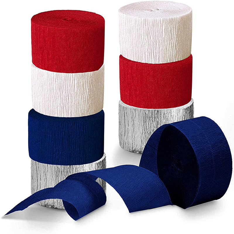 Festival ribbons, crepe paper rolls, decorative latte art ribbons, ribbon paper rolls, Halloween party window, background wall fabric, pumpkin ribbon, cheerleading team, red, white and blue latte art team, performance ball rain silk curtain details Picture