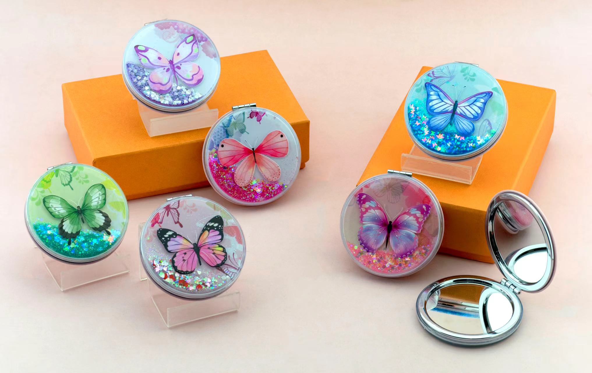 流沙设计小镜子 随身携带化妆镜 面包镜形状 精致便携镜子 手持折叠镜镜子  化妆镜详情图16