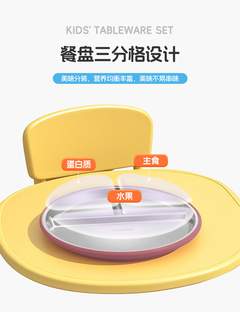 亚马逊跨境儿童母婴硅胶餐盘可吸婴儿食品级餐具组合辅食套装餐具详情5