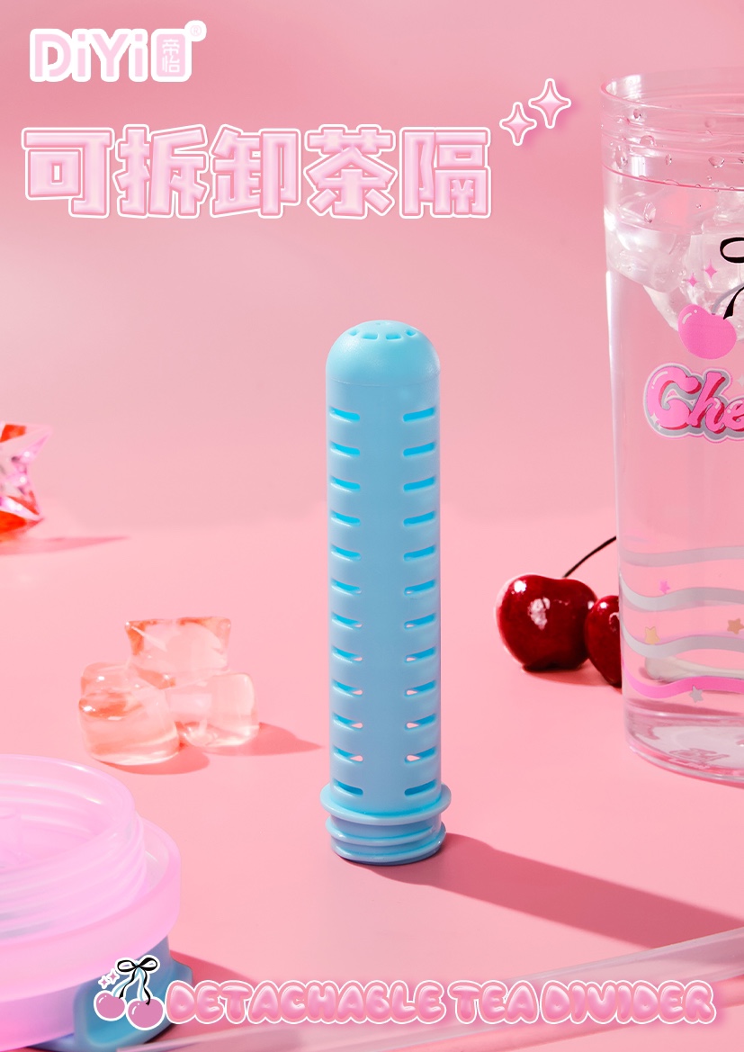 #25 Spring/Summer New Collection DY-SL2128 Diyi Crystal Jelly Theme Series - 500ml Double-Drink Coffee Cup with classic pink and blue color, capturing the hearts of young girls. Application Scenario
