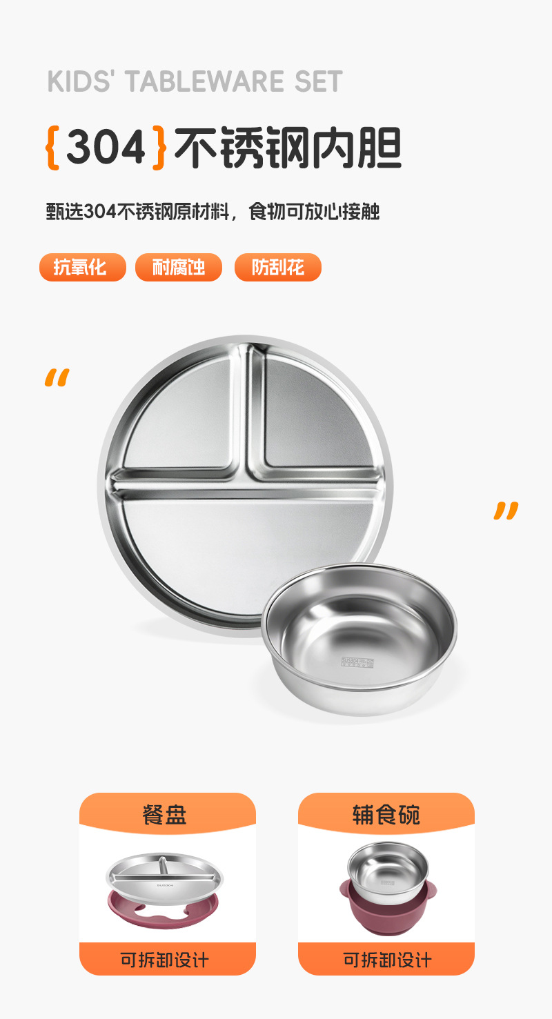 亚马逊跨境儿童母婴硅胶餐盘可吸婴儿食品级餐具组合辅食套装餐具详情8